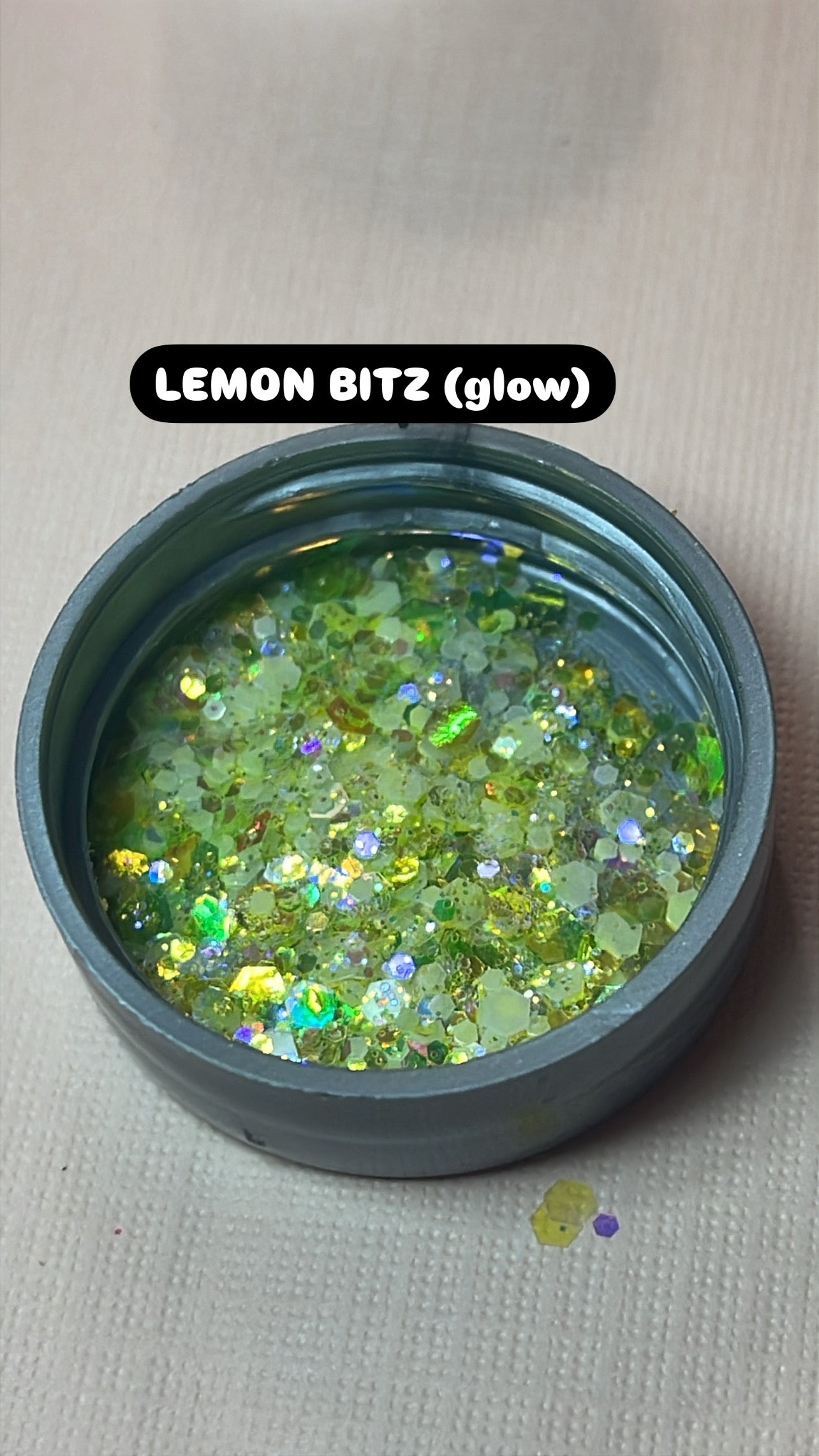 Glow glitter (add 2 more chunky ontop of this)