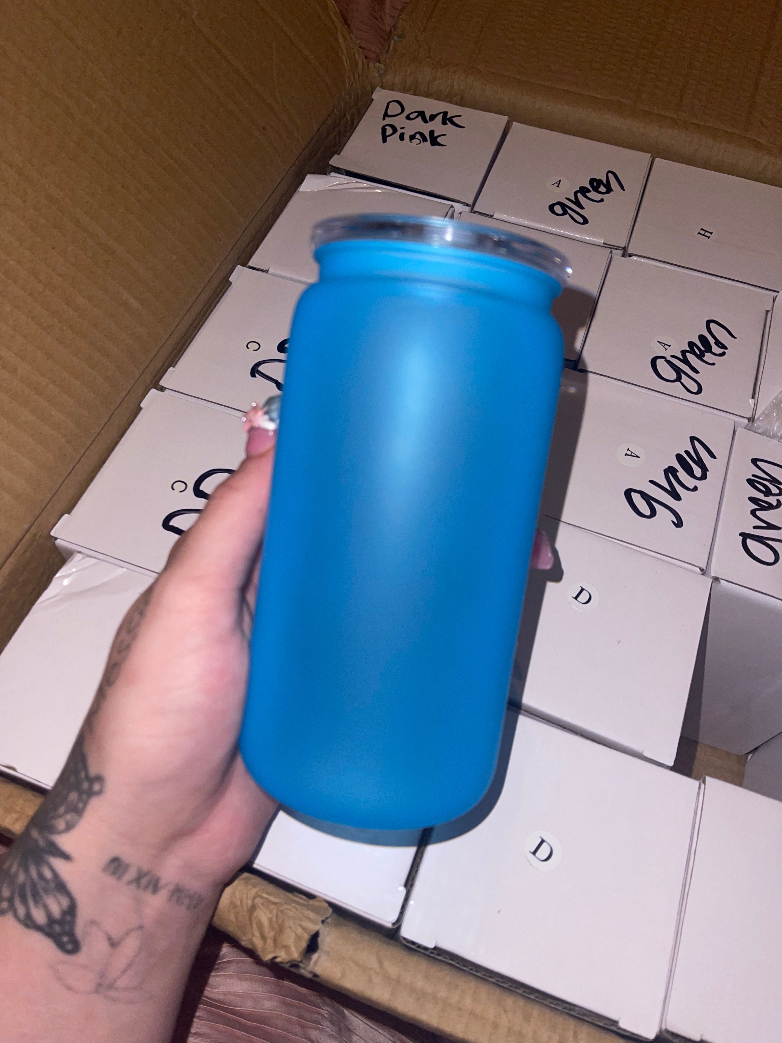 Frosted 16 oz base (includes straw but may add colored straw as extra of your choice)