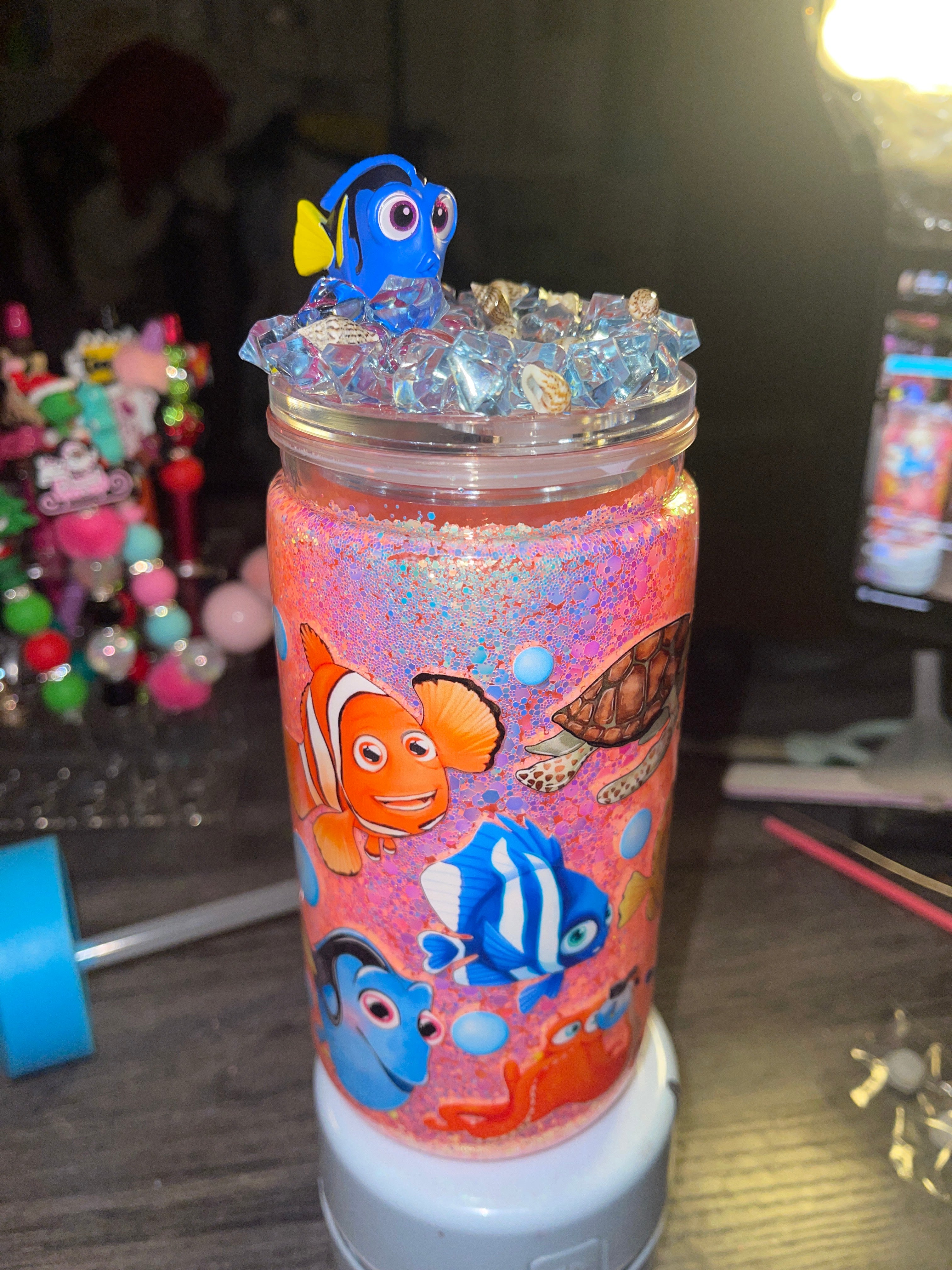 Premade Poly acrylic Nemo cup (with ice lid)