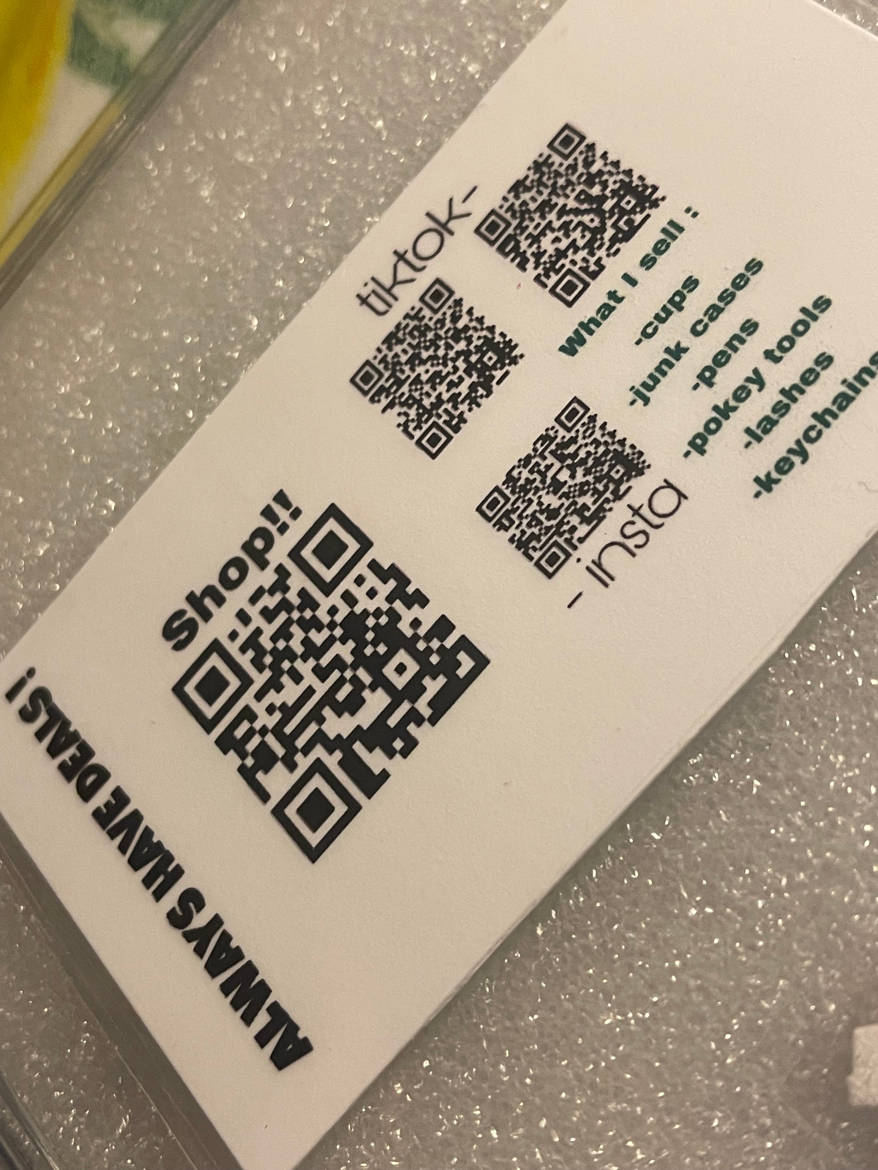 Laminated business cards  ( put ur # in checkout to send logo,info that you want on them!) I also make logos .