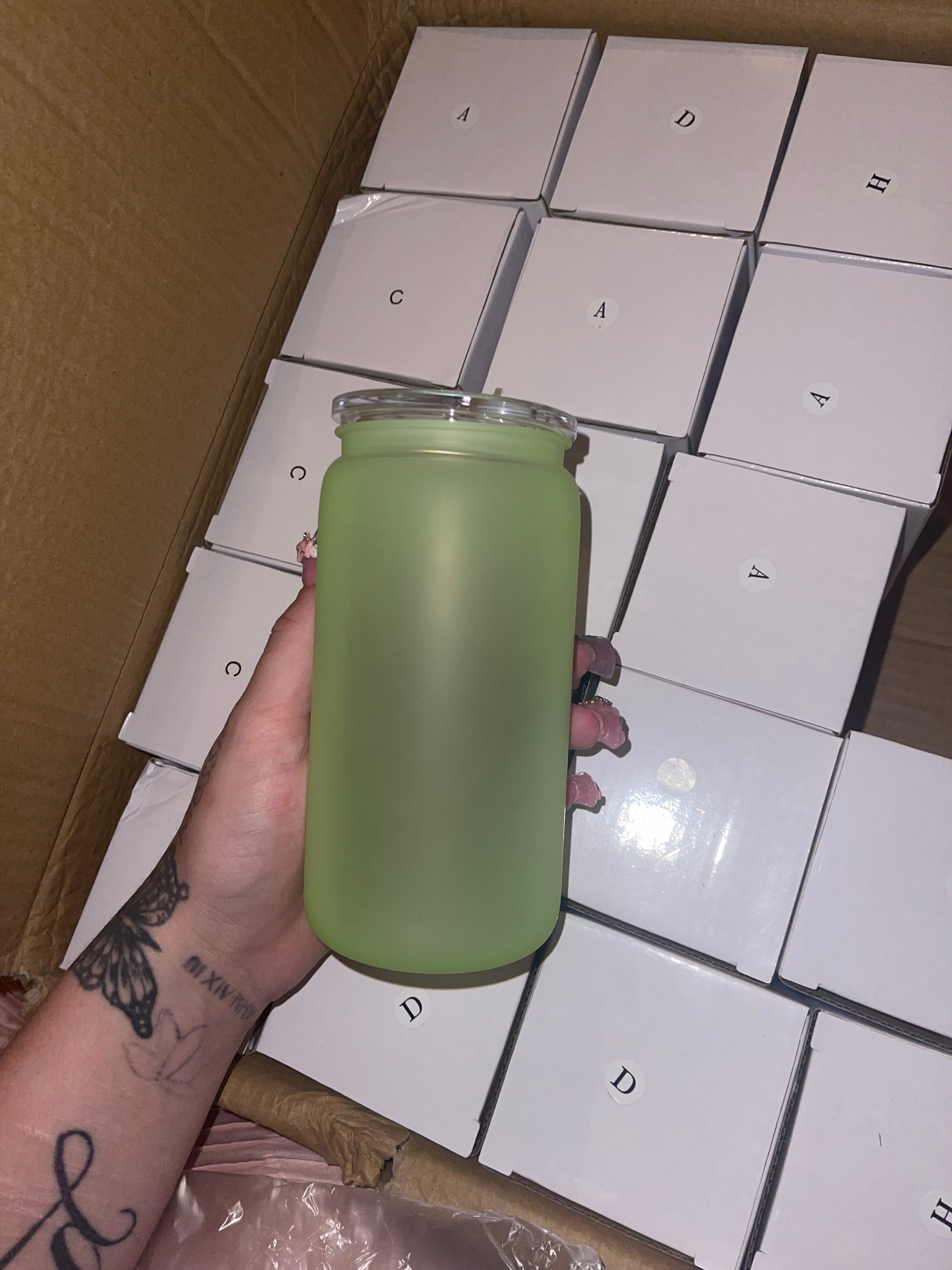 Frosted 16 oz base (includes straw but may add colored straw as extra of your choice)